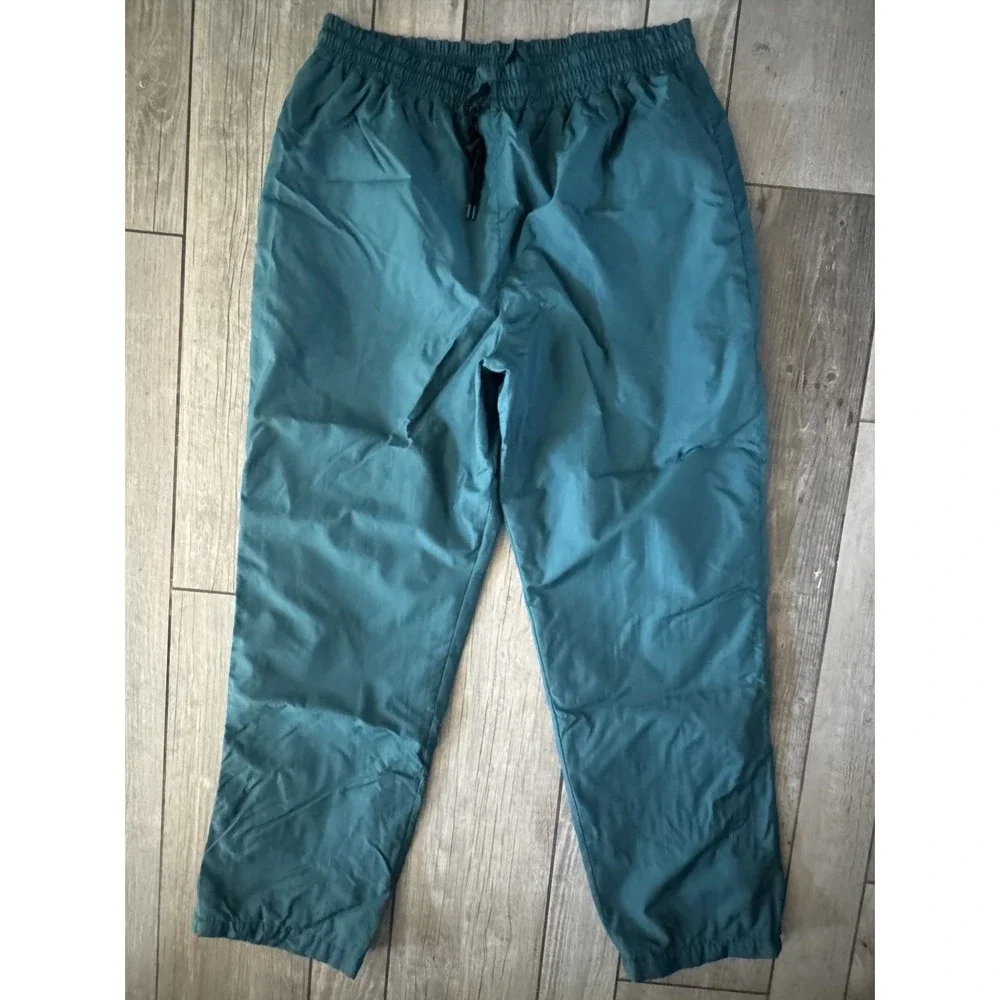 Vintage 90s Nylon Track Pants Mens Large Teal Green Windpants Retro Outdoor